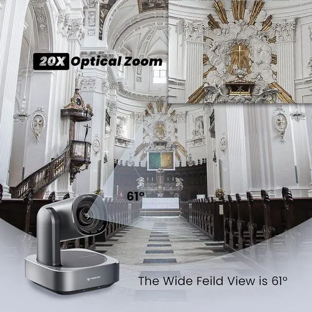 Alt view image 4 of 7 - 20x Optical Zoom PTZ Camera, USB/HDMI/LAN IP Live Streaming Camera,1080P 60fps Video Conference Camera for Church Services Worship Education Work with Zoom Team vMix OBS Facebook YouTube