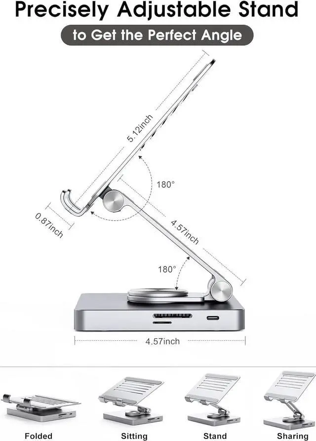 Alt view image 6 of 7 - iPad Stand, Laptop Docking Station, 8 in 1 iPad USB C Hub, Type-C Tablet Stand with HDMI, 3.5mm Jack, LAN, 100W PD Charging, 2*USB 3.0, SD/TF Card Reader, for iPad Pro, MacBook Pro