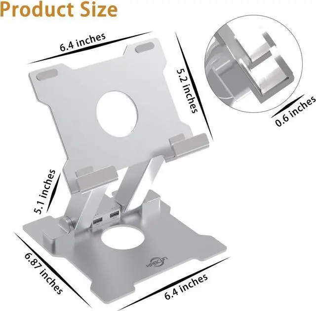 Alt view image 6 of 7 - iPad Stand with USB/USB C Hub,Tablet Stand Adjustable Eye-Level iPad Pro Desktop Holder with USB 3.0,USB 2.0,USB-C 2.0,USB-PD,Docking Station for iPad Pro,iPad Air,MacBook Pro Air,Up to 13.5''