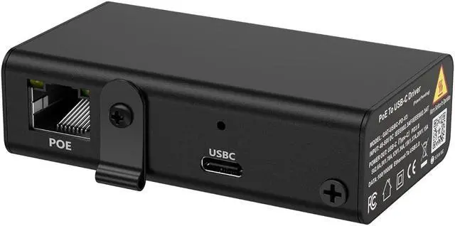 Main image of Gigabit PoE+ (802.3at) to USB-C 3.0 Power + Data Delivery w/ 25 Watt Output - Power over Ethernet Active PoE Adapter to USB-C for iPad Pro 12.9, Surface Go, Galaxy Tab for POS, Kiosks & More
