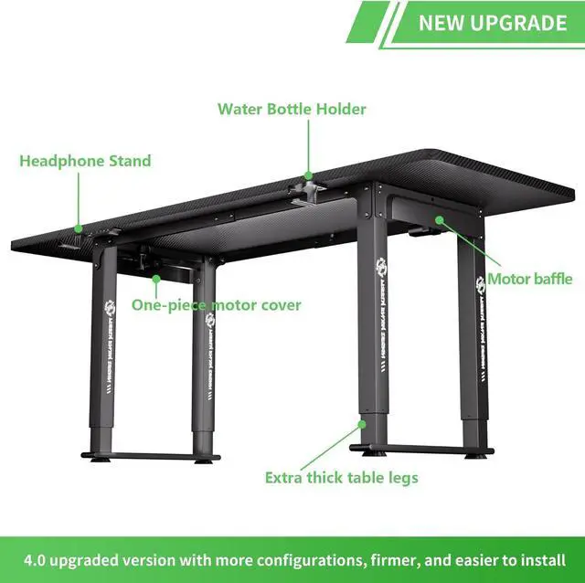 Alt view image 5 of 7 - Electric Height Adjustable Standing Desk, 71" x 31.5" Inch 4-Leg Ergonomic Sit to Stand Desk for Home Office, Powerful Dual Motor Work Desk with Locking Wheels, Carbon Fiber Textured Black