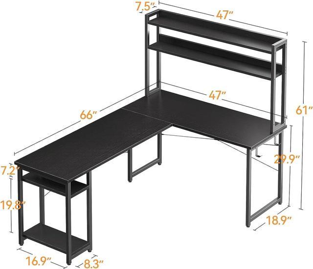 L Shaped Desk with Hutch – 67″ L Shaped Gaming Desk with LED Lights, Corner Computer  Desk with Storage Shelves, L Shaped Office Desk with Pegboard, Rustic Brown  – Built to Order