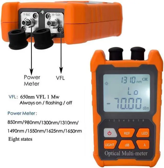 Alt view image 5 of 6 - Fiber Optic Cable Tester Portable Optical Fiber Power Meter FC/SC/ST Universal Interface Fiber Tester Built-in 2Mw Visual Fault Locator (OPM&VFL)