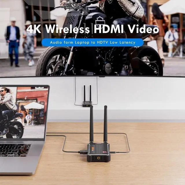 Alt view image 4 of 6 - Wireless HDMI Transmitter and Receiver 4K 3840X2160P@30Hz Full HD Wireless HDMI Extender Kit 490FT with HDMI Loop-Out Low Latcney Streaming from PC,Camera,Laptop,Netflix,Ps4/5 to HDTV/Projector/DSLR