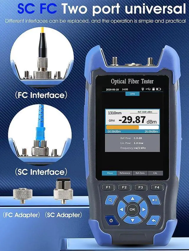 Alt view image 4 of 7 - Mini-Pro 1310/1550nm SM OTDR Mulit-Function Tester Built in OPM/OLS / RJ45 Test/VFL Test Rang 5m-60Km Dynamic Range 24dB/22dB Connector APC with FC/APC-FC/UPC-SX