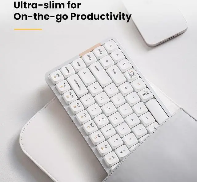 Alt view image 6 of 7 - Flow Low Profile Mechanical Keyboard, 75 Percent Rechargeable Wireless Keyboards with Bluetooth and Wired Connection for Windows, Mac OS/White Ghost Linear Switches