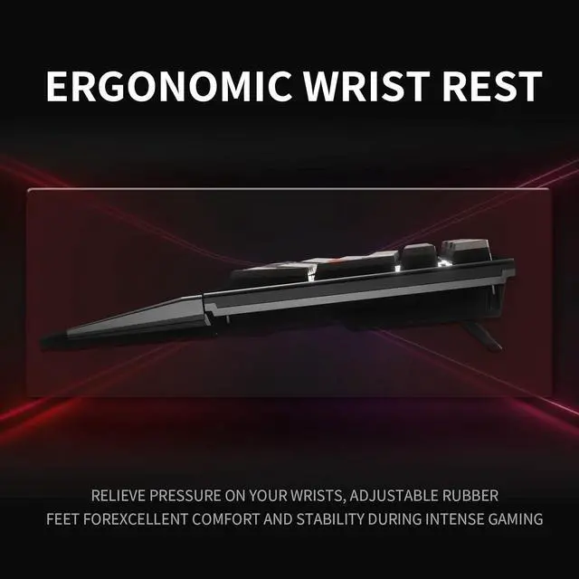 Alt view image 6 of 7 - Wireless Mechanical Keyboard with Kailh Box Blue Switch, Dark Knight Computer Keyboard for Gaming, Typing, Ergonomic 108-key Typewriter Keyboard with Wrist Rest