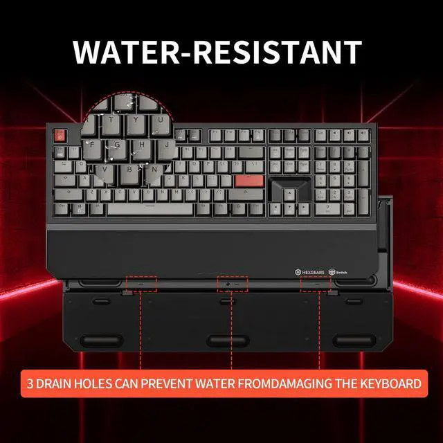 Alt view image 5 of 7 - Wireless Mechanical Keyboard with Kailh Box Red Switch, Dark Knight Computer Keyboard for Gaming, Typing, Ergonomic 108-key Typewriter Keyboard with Wrist Rest