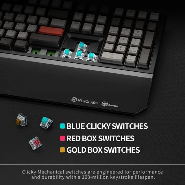 Alt view image 4 of 7 - Wireless Mechanical Keyboard with Kailh Box Red Switch, Dark Knight Computer Keyboard for Gaming, Typing, Ergonomic 108-key Typewriter Keyboard with Wrist Rest
