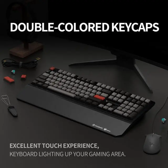 Alt view image 2 of 7 - Wireless Mechanical Keyboard with Kailh Box Red Switch, Dark Knight Computer Keyboard for Gaming, Typing, Ergonomic 108-key Typewriter Keyboard with Wrist Rest