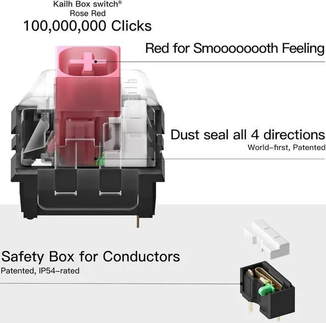 Alt view image 7 of 7 - Wireless Mechanical Keyboard with Kailh Box Red Switch, Dark Knight Computer Keyboard for Gaming, Typing, Ergonomic 108-key Typewriter Keyboard with Wrist Rest