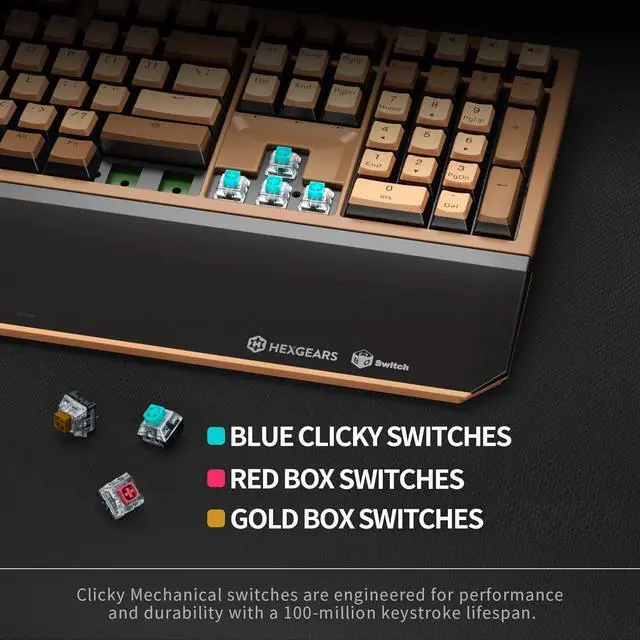 Alt view image 4 of 7 - Wireless Mechanical Keyboard with Kailh Box Gold Switch, Dark Knight Computer Keyboard for Gaming, Typing, Ergonomic 108-key Typewriter Keyboard with Wrist Rest