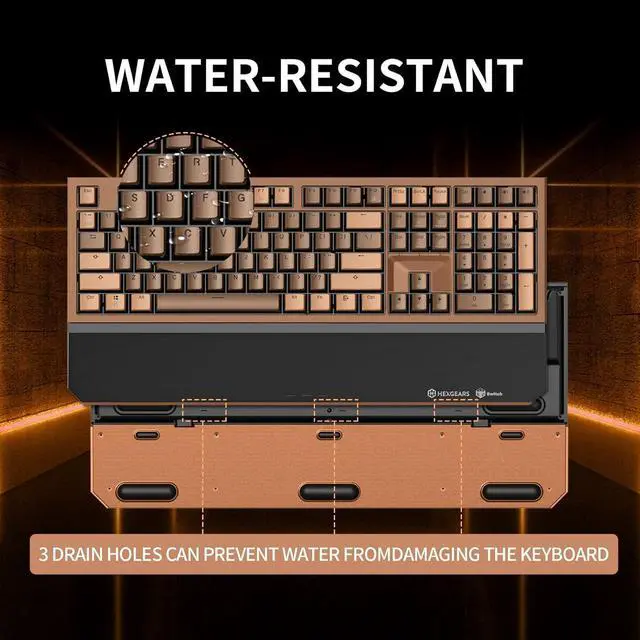 Alt view image 6 of 7 - Wireless Mechanical Keyboard with Kailh Box Gold Switch, Dark Knight Computer Keyboard for Gaming, Typing, Ergonomic 108-key Typewriter Keyboard with Wrist Rest