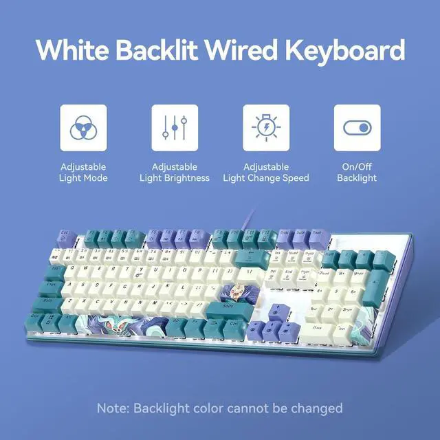 Alt view image 4 of 7 - Gluttony Themed Mechanical Gaming Keyboard, 104 Keys Full Size Wired Computer Keyboard, White Backlit Gaming Keyboard, Hot Swappable Kailh Rose Red Box Switches, PBT Keycaps