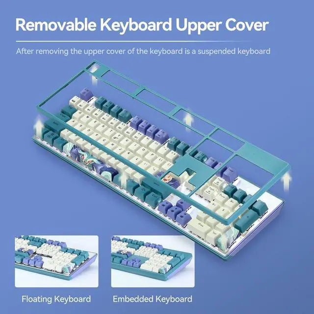 Alt view image 6 of 7 - Gluttony Themed Mechanical Gaming Keyboard, 104 Keys Full Size Wired Computer Keyboard, White Backlit Gaming Keyboard, Hot Swappable Kailh Rose Red Box Switches, PBT Keycaps