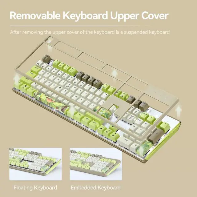 Alt view image 6 of 7 - Elf Themed Mechanical Gaming Keyboard, 104 Keys Full Size Wired Computer Keyboard, White Backlit Gaming Keyboard, Hot Swappable Kailh Rose Red Box Switches, PBT Keycaps