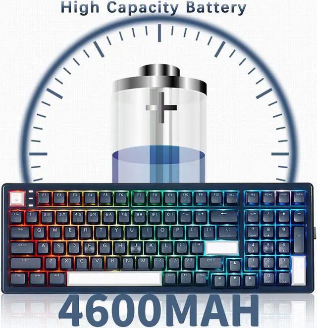 Alt view image 6 of 7 - Wireless Mechanical Keyboard, RGB Backlit Gaming Keyboard, 2.4G Wireless/Bluetooth/Type-C Wired, Hot Swappable Brown Switches, 99-Key Full Size Keyboard with Wrist Rest