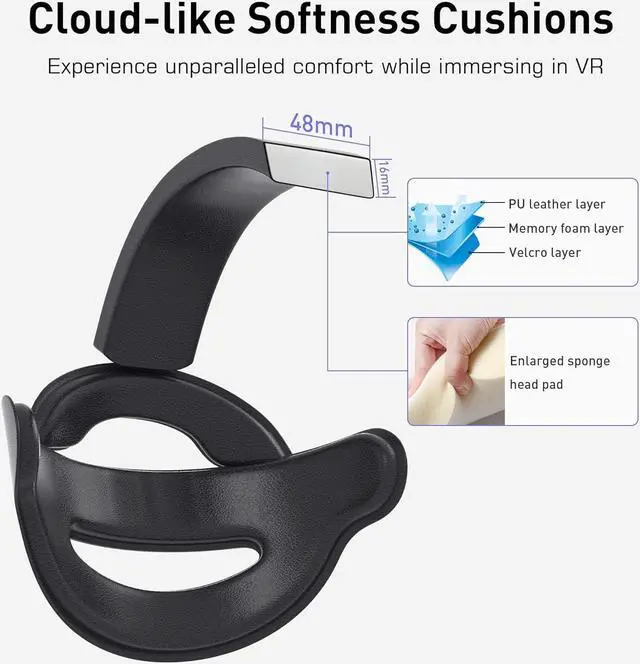 Alt view image 4 of 7 - 3 in 1 Accessoris Set for Quest 3, Comfort Head Strap with Adjustable Hinge, Silicone Face Pad Cover, Shell Protective Cover, VR Accessories Bundle Compatible with Quest 3