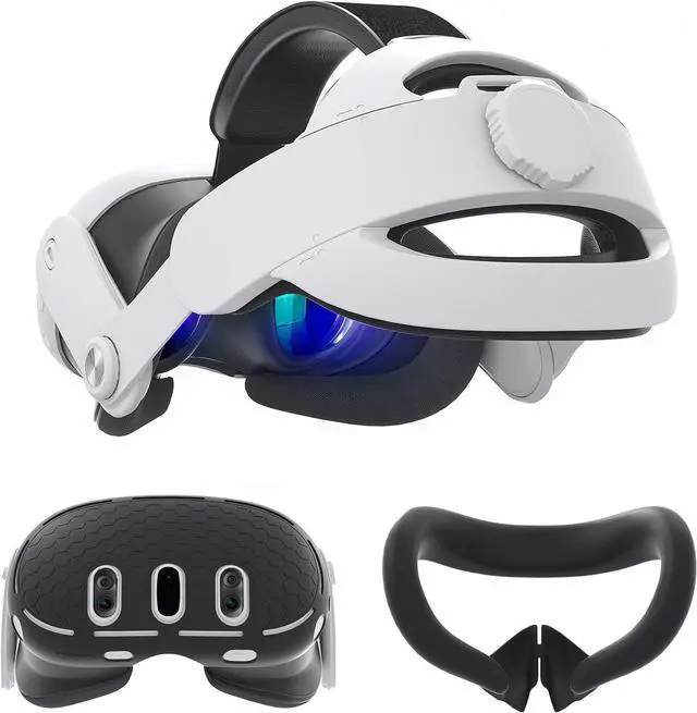 Main image of 3 in 1 Accessoris Set for Quest 3, Comfort Head Strap with Adjustable Hinge, Silicone Face Pad Cover, Shell Protective Cover, VR Accessories Bundle Compatible with Quest 3