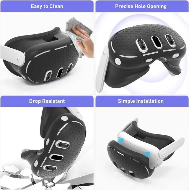 Alt view image 7 of 7 - 3 in 1 Accessoris Set for Quest 3, Comfort Head Strap with Adjustable Hinge, Silicone Face Pad Cover, Shell Protective Cover, VR Accessories Bundle Compatible with Quest 3