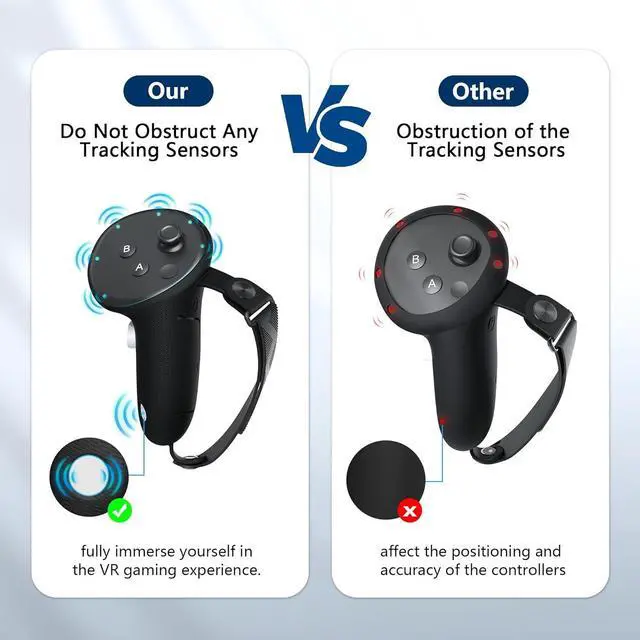 Alt view image 4 of 7 - Upgraded Controller Grips Cover Compatible with Meta/Oculus Quest 3 Accessories, with Battery Opening Cover and Knuckle Straps Protector(Not for Charging Dock)