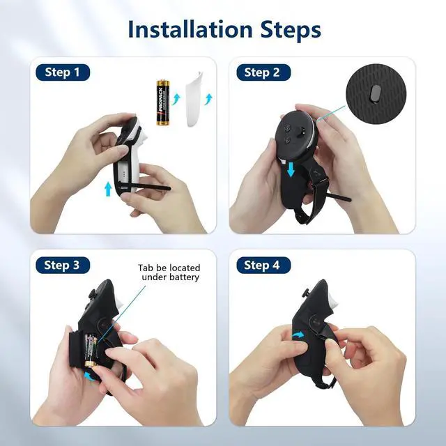 Alt view image 7 of 7 - Upgraded Controller Grips Cover Compatible with Meta/Oculus Quest 3 Accessories, with Battery Opening Cover and Knuckle Straps Protector(Not for Charging Dock)