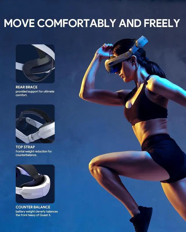 Alt view image 5 of 7 - Head Strap Compatible with Meta Quest 3, Built-in 8000 mAh Battery Pack, Fast&Safe Charging Accessories, Great Comfort with Counter Balance