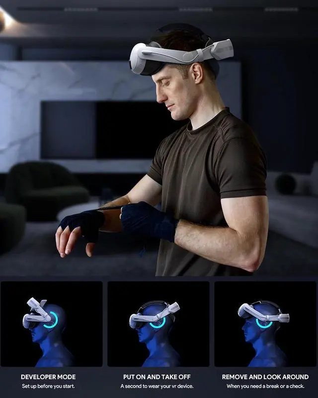 Alt view image 4 of 7 - Head Strap Compatible with Meta Quest 3, Built-in 8000 mAh Battery Pack, Fast&Safe Charging Accessories, Great Comfort with Counter Balance