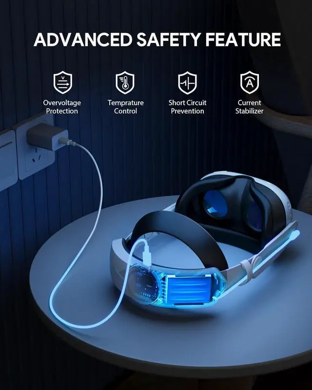 Alt view image 7 of 7 - Head Strap Compatible with Meta Quest 3, Built-in 8000 mAh Battery Pack, Fast&Safe Charging Accessories, Great Comfort with Counter Balance