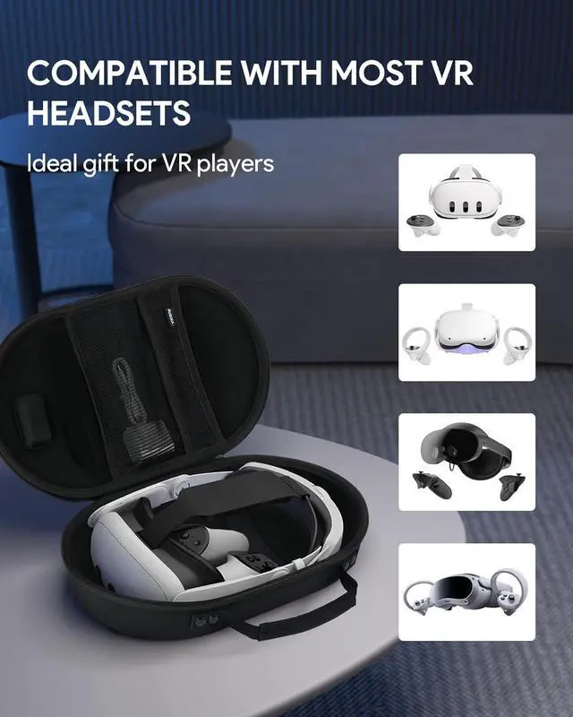 Alt view image 5 of 6 - For Meta Quest 3 Case, Hard Carrying Case for Oculus Quest 3 Accessories, Compatible with Quest 2/Pico 4 Headset, Travel and Storage - Black