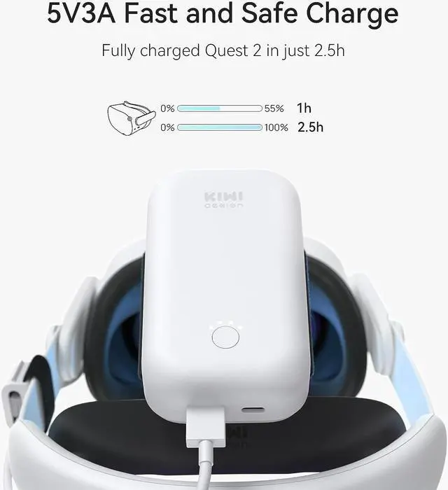 Alt view image 2 of 7 - Battery Pack 10000mAh Compatible with Quest 3/Quest 2 Accessories, USB C Fast Charging Power Bank (Head Strap Not Included)
