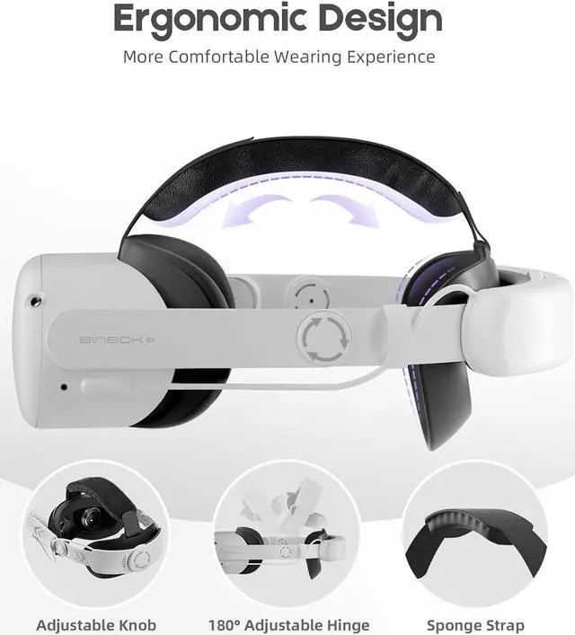 Alt view image 3 of 6 - Head Strap with Magnetic Battery Pack for Quest 2, Dual Replaceable Battery Combo(2x8000mAh) with Magnetic Charging Dock, Adjustable Design Elite Strap VR Accessories (Battery Strap for Quest 2)