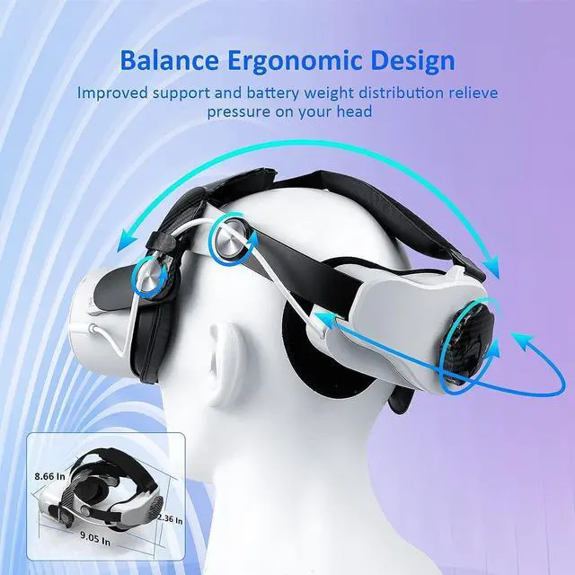 Alt view image 3 of 7 - NexiGo Head Strap with 5300mAh Battery for Oculus Quest 2, Carbon Fiber Dial, Replacement Elite Accessories, Enhanced Comfort Support, Reduces Face and Head Pressure