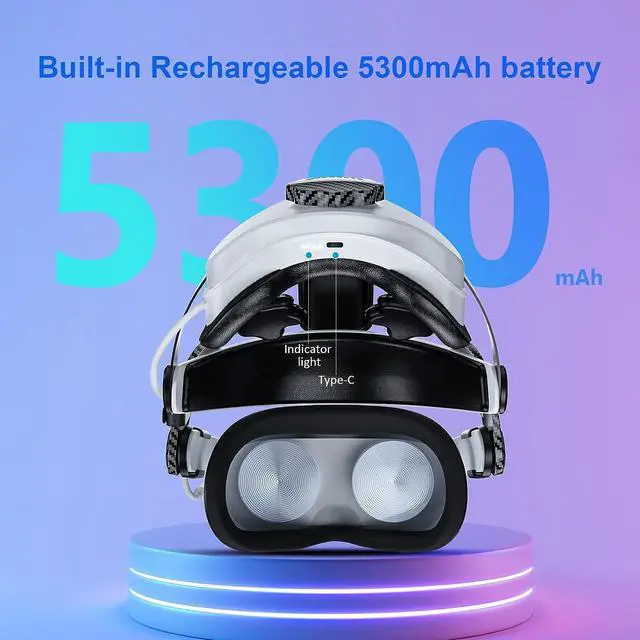 Alt view image 2 of 7 - NexiGo Head Strap with 5300mAh Battery for Oculus Quest 2, Carbon Fiber Dial, Replacement Elite Accessories, Enhanced Comfort Support, Reduces Face and Head Pressure