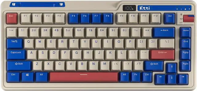 Main image of RGB 75% Wireless Gasket Mechanical Keyboard, Triple Mode Bluetooth 5.0/2.4G/USB-C 82 Keys Hot Swappable Gaming Keyboard w/Knob & Power Display, Custom Linear Switches, Rhine River