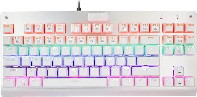 Main image of Compact 87-Key Tenkeyless Backlit Mechanical Keyboard | Tactile Brown Switches | Multi-Color & Multi-Mode Lighting | N-Key Rollover | White