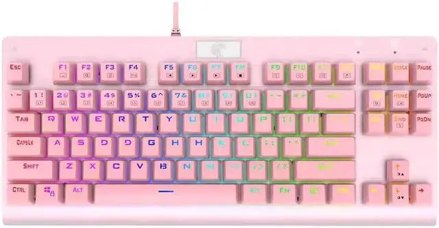 Main image of Compact 87-Key Tenkeyless Backlit Mechanical Keyboard | Tactile Brown Switches | Multi-Color & Multi-Mode Lighting | N-Key Rollover | Pink
