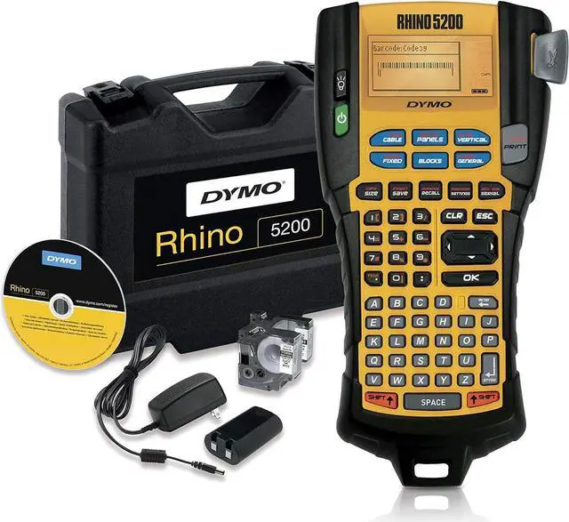 Main image of DYMO Industrial Label Maker & Carry Case RhinoPRO 5200 Label Maker Kit, For Job Sites and Heavy-Duty Labeling Jobs, Prints Fast, Includes 2 Rolls of DYMO Industrial Vinyl Labels
