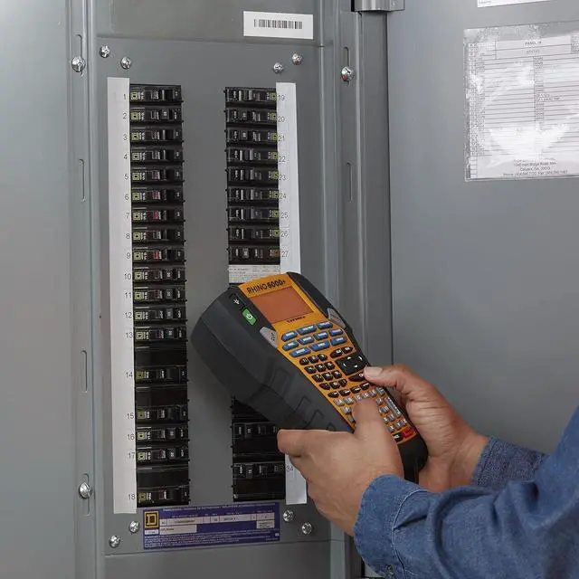 Alt view image 5 of 6 - DYMO Rhino 6000 Industrial Label Maker Kit, Computer Connected Label Maker with Hard Carry Case, 1 Vinyl Tape Cassette, 1 Flexible Nylon Tape Cassette and Rechargeable Lithium Ion Battery