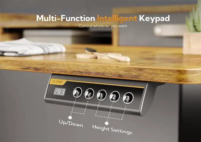Alt view image 6 of 7 - 48" Standing Desk with Drawers, Stand Up Electric Standing Desk Adjustable Height, Sit Stand Desk with Storage Shelf and Splice Board, 48 Inch, Rustic Brown