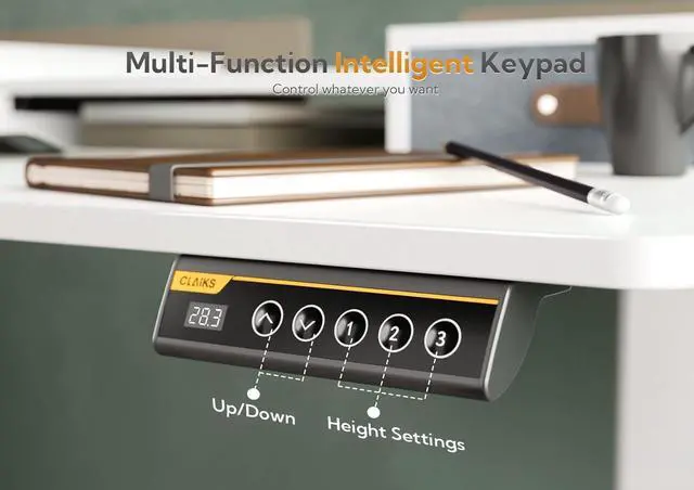 Alt view image 5 of 7 - 48" Standing Desk with Drawers, Stand Up Electric Standing Desk Adjustable Height, Sit Stand Desk with Storage Shelf and Splice Board, 48 Inch, White