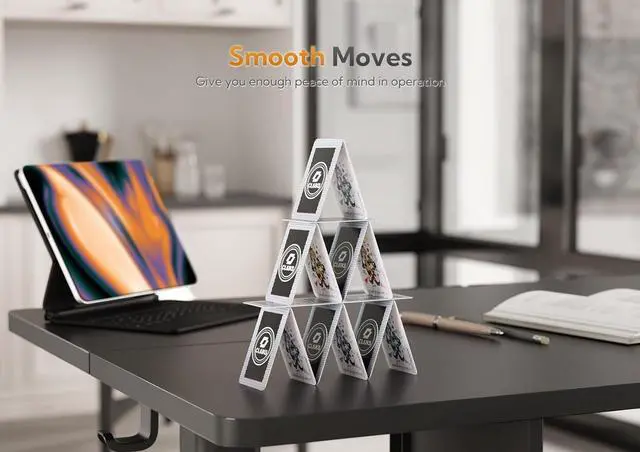 Alt view image 5 of 7 - 55" Standing Desk with Keyboard Tray, Standing Desk Adjustable Height, Raising Desks for Home Office and Computer Workstation, 55 Inches, Black