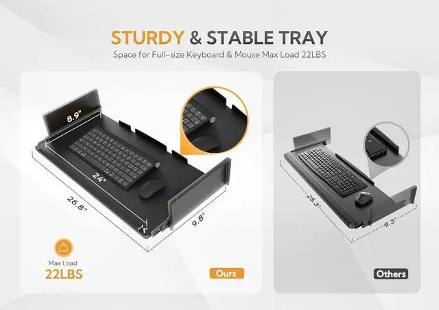 Alt view image 7 of 7 - 55" Standing Desk with Keyboard Tray, Standing Desk Adjustable Height, Raising Desks for Home Office and Computer Workstation, 55 Inches, Black