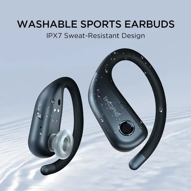 Alt view image 6 of 7 - 1MORE Fit Open Earbuds, Open Ear Wireless Headphones Bluetooth 5.3 with 4 Microphone, Earbuds with Earhooks for Sports Running, IPX7, Fast Charging, 38H-Playtime, Preset EQ Via App, Black