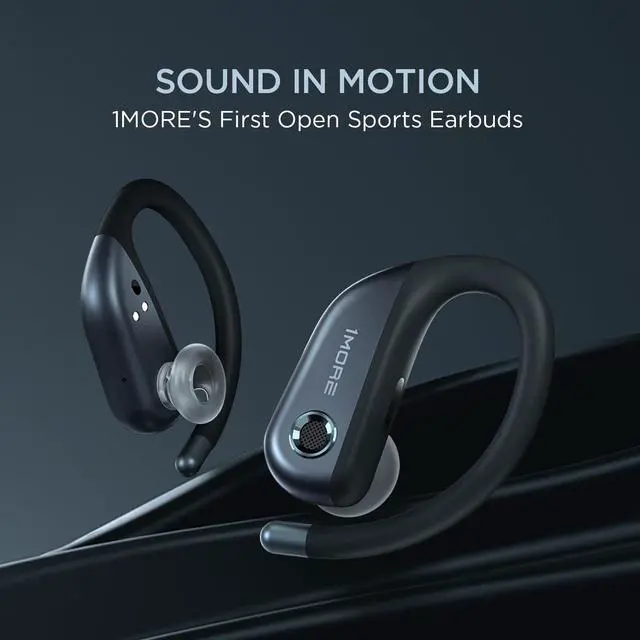 Alt view image 2 of 7 - 1MORE Fit Open Earbuds, Open Ear Wireless Headphones Bluetooth 5.3 with 4 Microphone, Earbuds with Earhooks for Sports Running, IPX7, Fast Charging, 38H-Playtime, Preset EQ Via App, Black