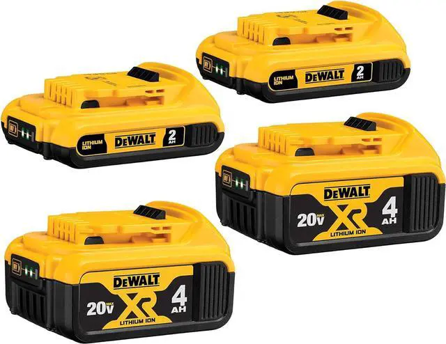 Main image of DEWALT 20V MAX Battery, Lithium Ion, 2 Ah and 4 Ah, 4-Pack, Fuel Gauge LED Charge Indicators DCB324-4