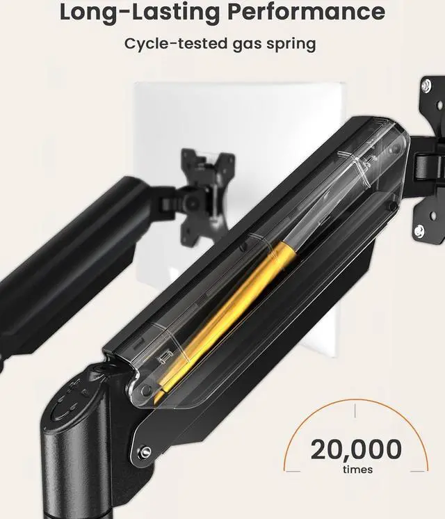 Alt view image 3 of 7 - Dual Monitor Mount for 1732 Screens, Max 22 lbs Each Arm, Adjustable Dual Monitor Stand, Sturdy Dual Monitor Arm with 180° Swivel, Tilt, 360° Rotation for Home and Office, VESA 75/100mm