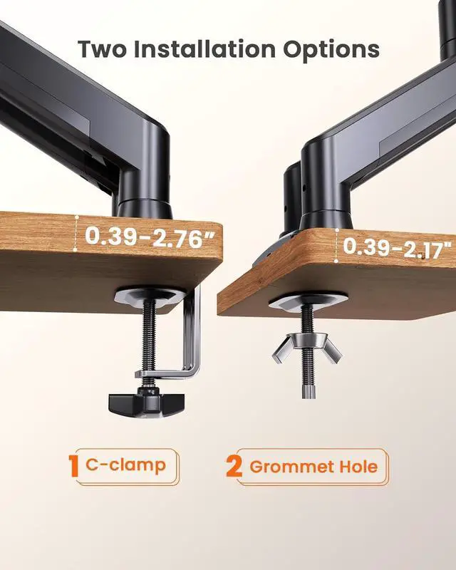 Alt view image 7 of 7 - Dual Monitor Mount for 1732 Screens, Max 22 lbs Each Arm, Adjustable Dual Monitor Stand, Sturdy Dual Monitor Arm with 180° Swivel, Tilt, 360° Rotation for Home and Office, VESA 75/100mm