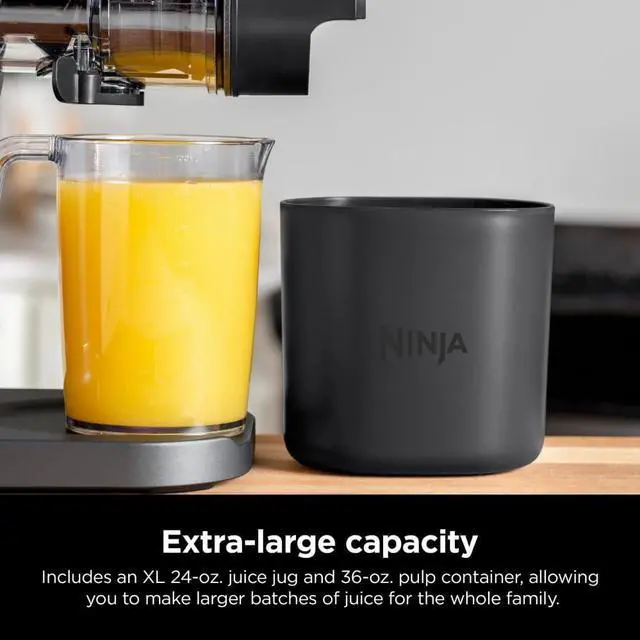 Alt view image 7 of 7 - Ninja NeverClog Cold Press Juicer, Powerful Slow Juicer with Total Pulp Control, Countertop, Electric, 2 Pulp Functions, Dishwasher Safe, 2nd Generation, Charcoal