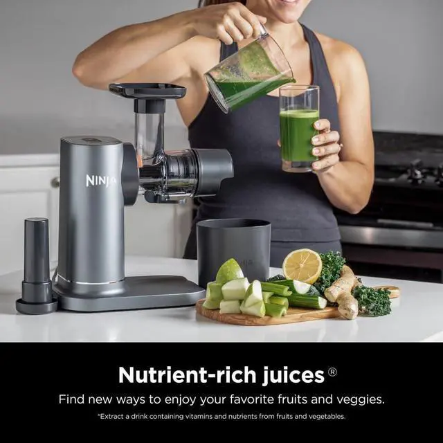 Alt view image 6 of 7 - Ninja NeverClog Cold Press Juicer, Powerful Slow Juicer with Total Pulp Control, Countertop, Electric, 2 Pulp Functions, Dishwasher Safe, 2nd Generation, Charcoal